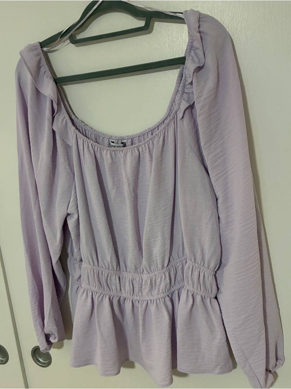 Nine West Light Lavender Peplum Long-Sleeve Top
